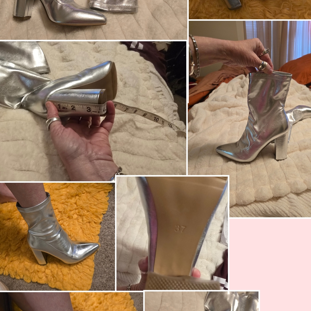 MAKE A OFFER! These are HOT!Sleek Silver Heeled Ankle Boots with Stiletto Heel